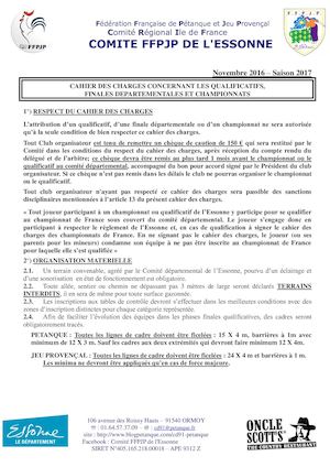2017 Cahier Des Charges Championnats&qualifs