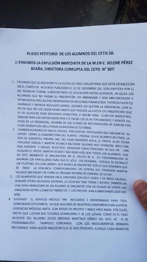 Pliego Petitorio Cetis 50