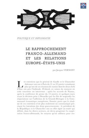 Vernant - Le rapprochement franco - allemand et les relations Europe - États-Unis (mars 1963)