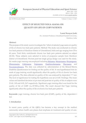 Calaméo - EFFECT OF SELECTED YOGA ASANA ON QUALITY OF LIFE OF CLBP PATIENTS