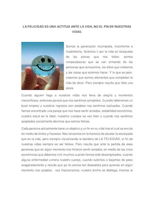 La Felicidad Es Una Actitud Ante La Vida