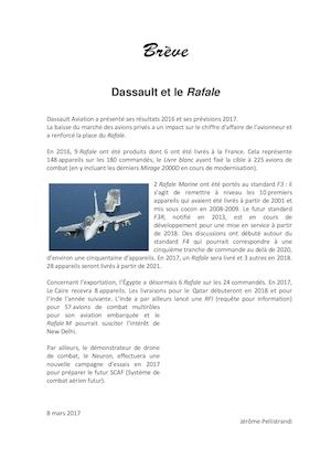 Brève du 8 Mars 2017 - Dassault et le Rafale