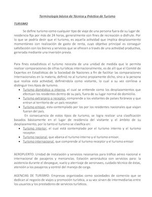Terminología Básica De Técnica Y Práctica De Turismo
