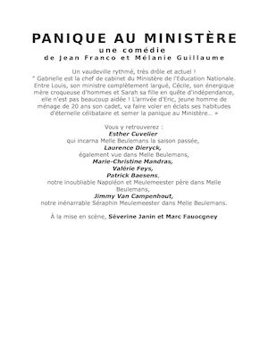 Pitch PANIQUE AU MINISTÈRE