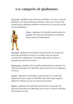 Les Catégories De Gladiateurs Kevin Lilian
