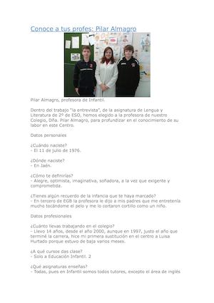 Conoce A Tus Profes Pilar Almagro