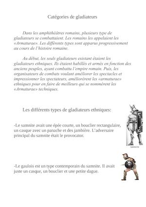 Hugo, Léopol Et Gaspard Les Différents Types De Gladiateurs