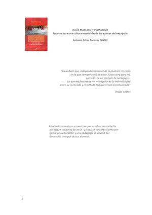 Antonio Pérez Esclarín Jesus, Maestro Y Pedagogo