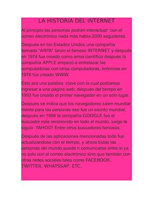 La Historia Del Internet Resumen