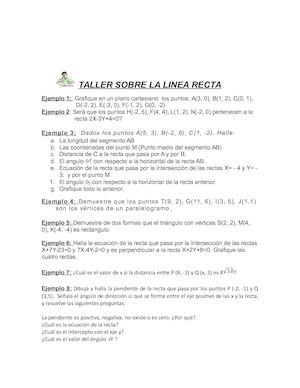 Taller Sobre La Linea Recta