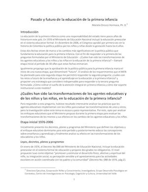 Antecedentes De La Primera Infancia