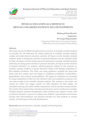 PHYSICAL EDUCATION AS A MEDIUM TO  MENTALLY RETARDED STUDENTS’ SELF DEVELOPMENTS