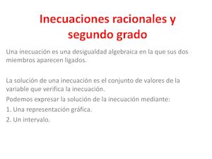 Inecuaciones Racionales Y Segundo Grado