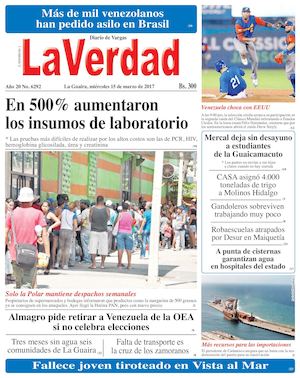 La Guaira, miercoles 15 de marzo de 2016 Año 20 No.6292