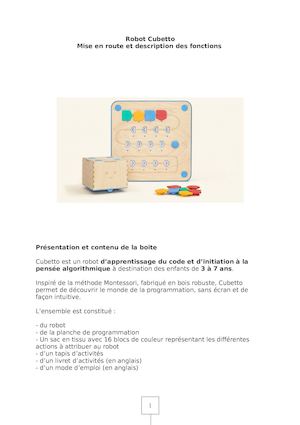 Robot Cubetto :  Mise en route et fonctionnalités