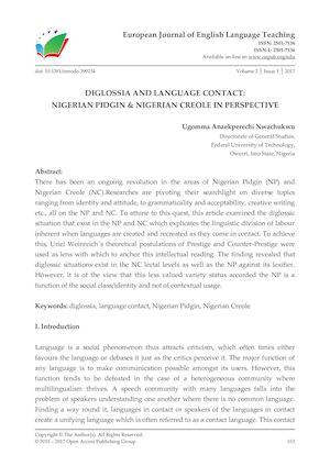 DIGLOSSIA AND LANGUAGE CONTACT: NIGERIAN PIDGIN & NIGERIAN CREOLE IN PERSPECTIVE