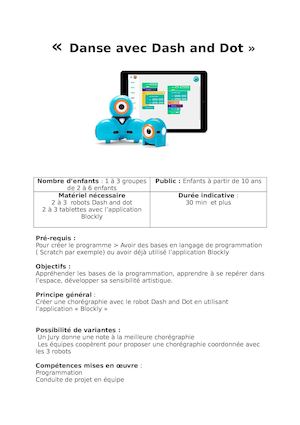 Fiche Animation Danse Avec Dash