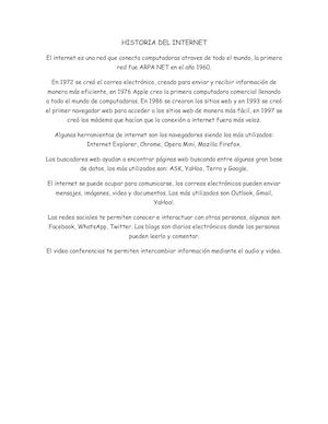 Resumen Historia Del Internet