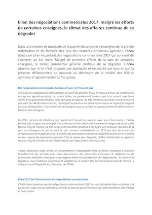 Bilan Des Négociations Commerciales 2017