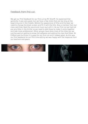 Feedback From First Cut