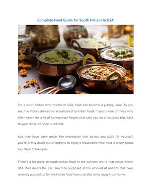 Complete Food Guide For South Indians In Usa