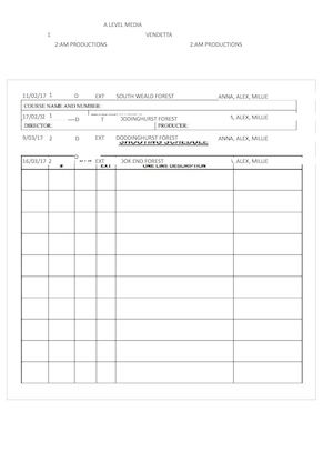 Plan of Day Shooting 16/03/17