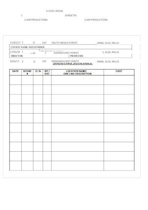 PLAN OF DAY SHOOTING 9/03/17