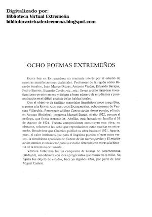 Ocho poemas extremeños de Ventura Villarrubia Pila