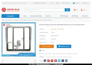 Acoustic telephone booth size 1000*1000*2100mm with sound absorbing feature