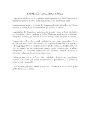 Expresión Oral Espontánea