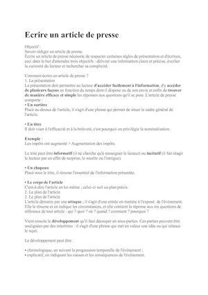 Ecrire Un Article De Presse2