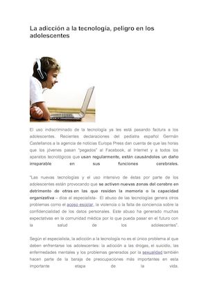 La Adicción A La Tecnología