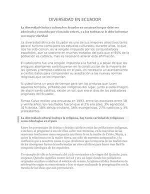 Diversidad En Ecuador