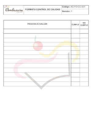 Formato Control De Calidad Ag Fo Cc 001