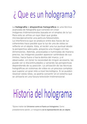 el holograma una maravilla  tecnologica