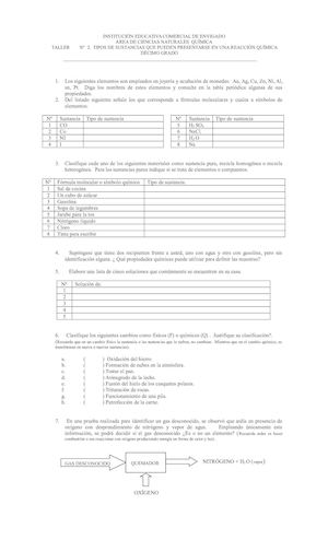 2taller 2 De Química 10° Grado 2017