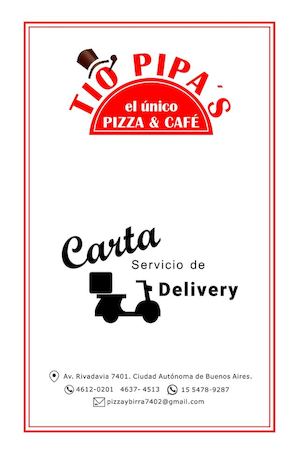 Carta Delivery Tio Pipas - Pizza y café - Marzo