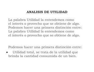 Analisis De Utilidad