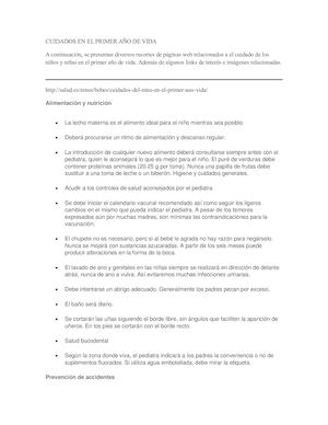 Cuidado De Niños De 0 a 1 Año De Edad