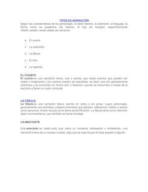 Tipos De Narración