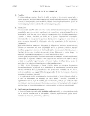 Clasificación De Los Elementos