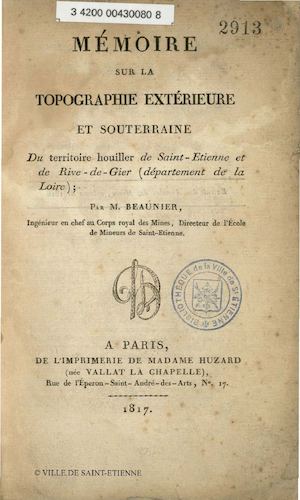 Beaunier. Mémoire sur la topographie extérieure et souterraine