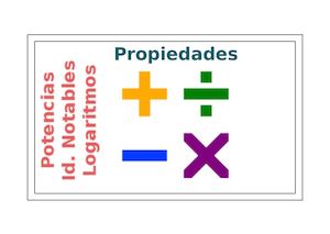 Flash Cards Propiedades Potencias Identidades Notables Propiedades Logaritmos