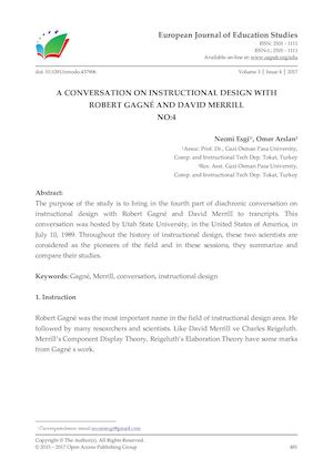 A CONVERSATION ON INSTRUCTIONAL DESIGN WITH  ROBERT GAGNÉ AND DAVID MERRILL  NO:4