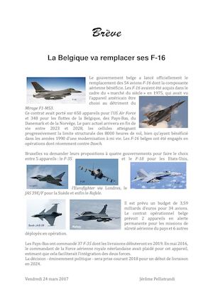 La Belgique va remplacer ses F-16