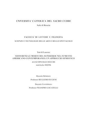 Sofferenza e morte del supereroe nel fumetto americano