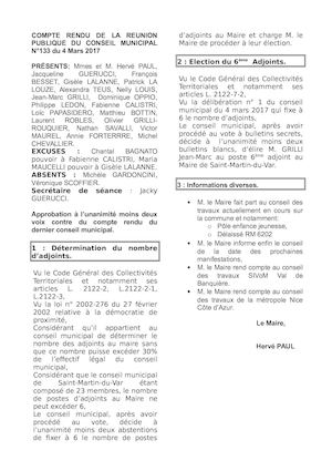 Conseil n° 133 Du 4 Mars 2017