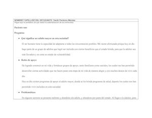 Sistematizacion De Entrevistas A Adultos Mayores