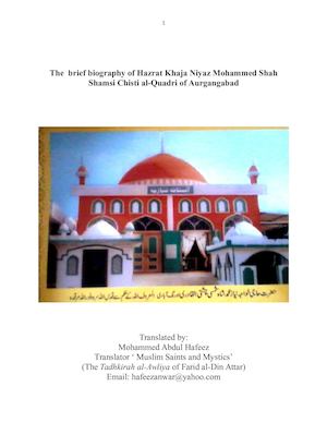 The Biography Of Hadrat Khaja Niyaz Mohammed Shah Shamsi Chisti Al