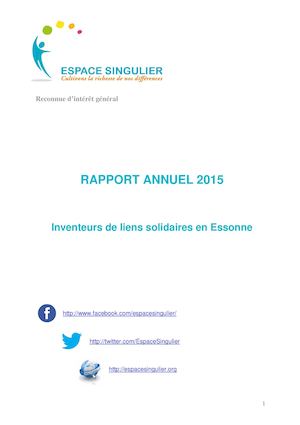 Rapport Annuel 2015 Espace Singulier